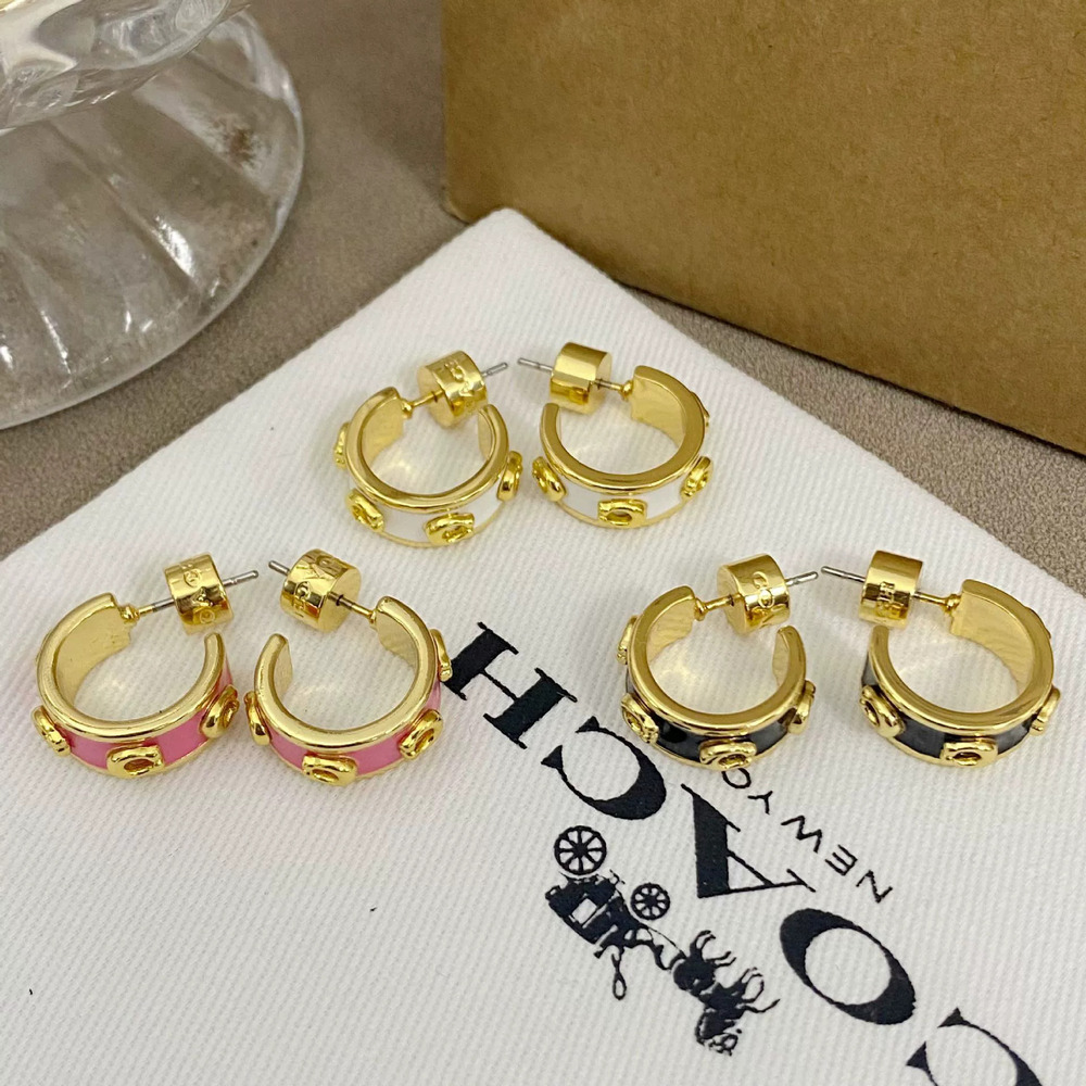 Coach Enamel Inlay Metal Earrings